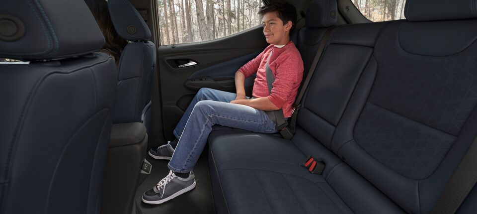 Child Sits Comfortably in Backseat of 2023 Bolt EUV