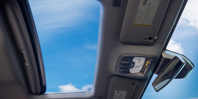 A Beautiful View of the Clear Skies from the Sunroof of the 2023 Chevy Colorado