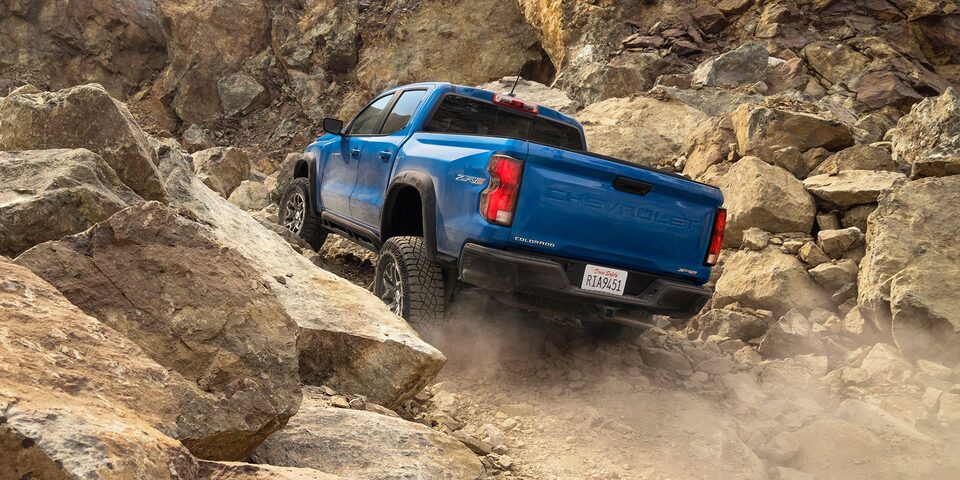 The Colorado Climbing a Steep Rocky Off-Road Trail