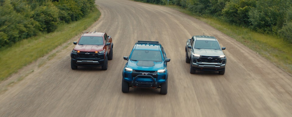 Three Different Trims of the Colorado Zip Down an Off-Road Trail