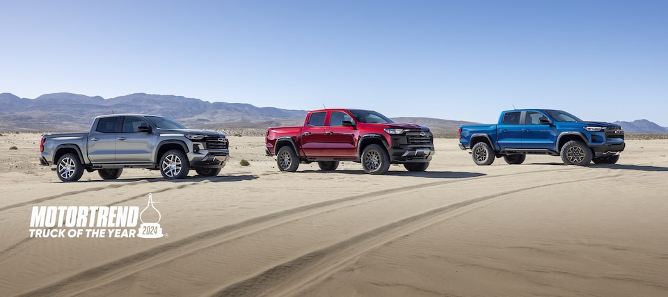Three Different Trims of the Colorado Parked in the Desert