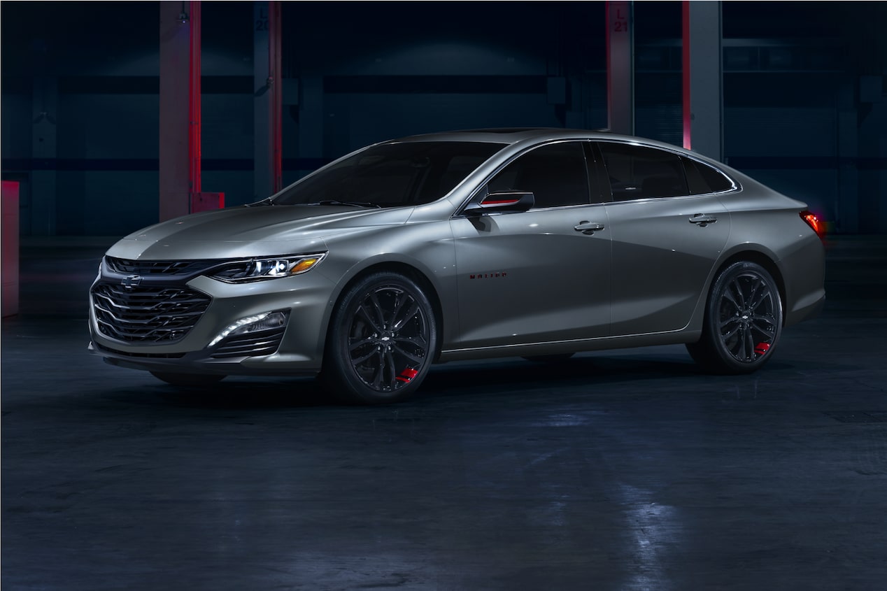 2024 Chevy Malibu Redline Edition Package Parked In Showroom With Red Lighting