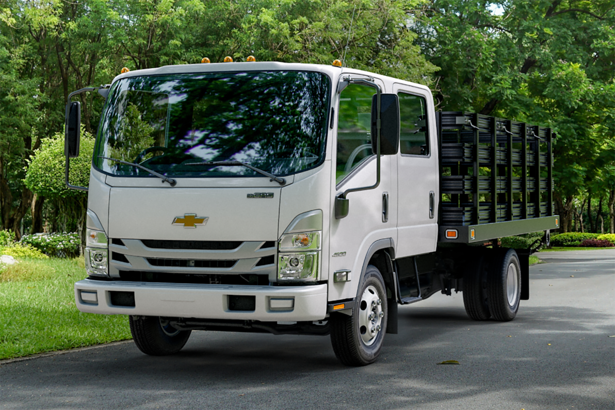 2024 Chevy Low Cab Forward Driving in a Wooded Park
