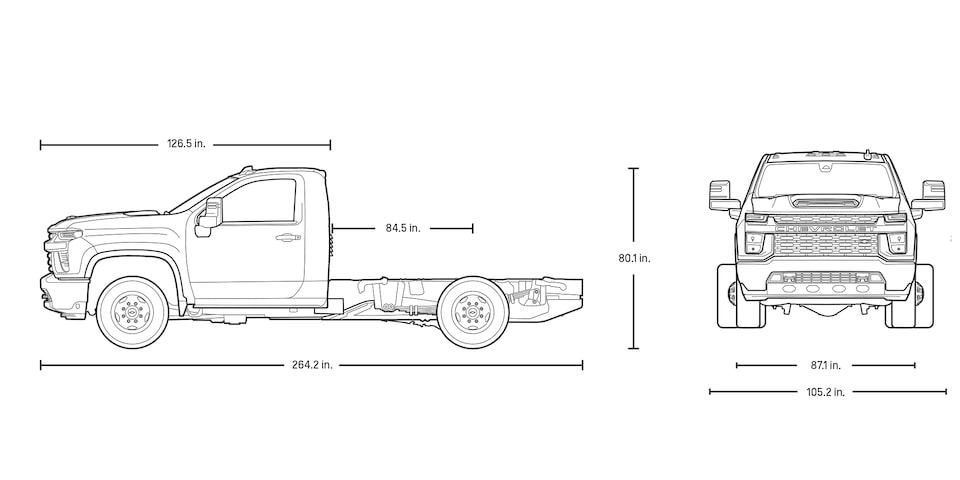 2024 Chevrolet Silverado 3500 HD Chassis Regular Cab Lineart Specs Graphic