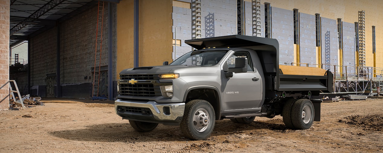 2024 Chevy Silverado 3500 Chassis Cab Parked at a Construction Worksite