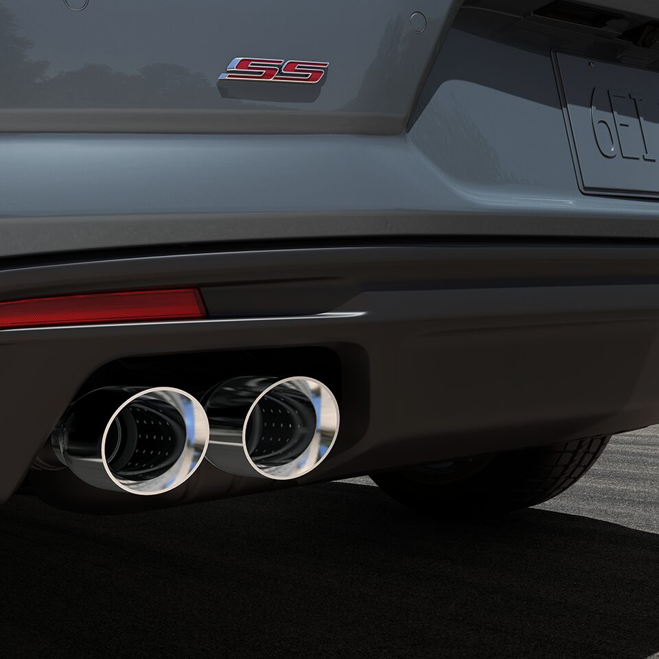 Close-Up Of Exhaust Pipes On Exterior Of The 2024 Chevy Camaro