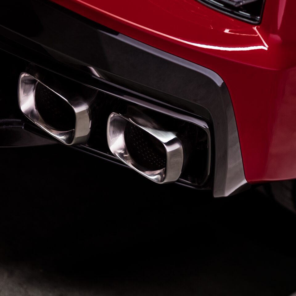 Close-Up Of 2024 Chevy Corvette Rear Exhaust Pipes