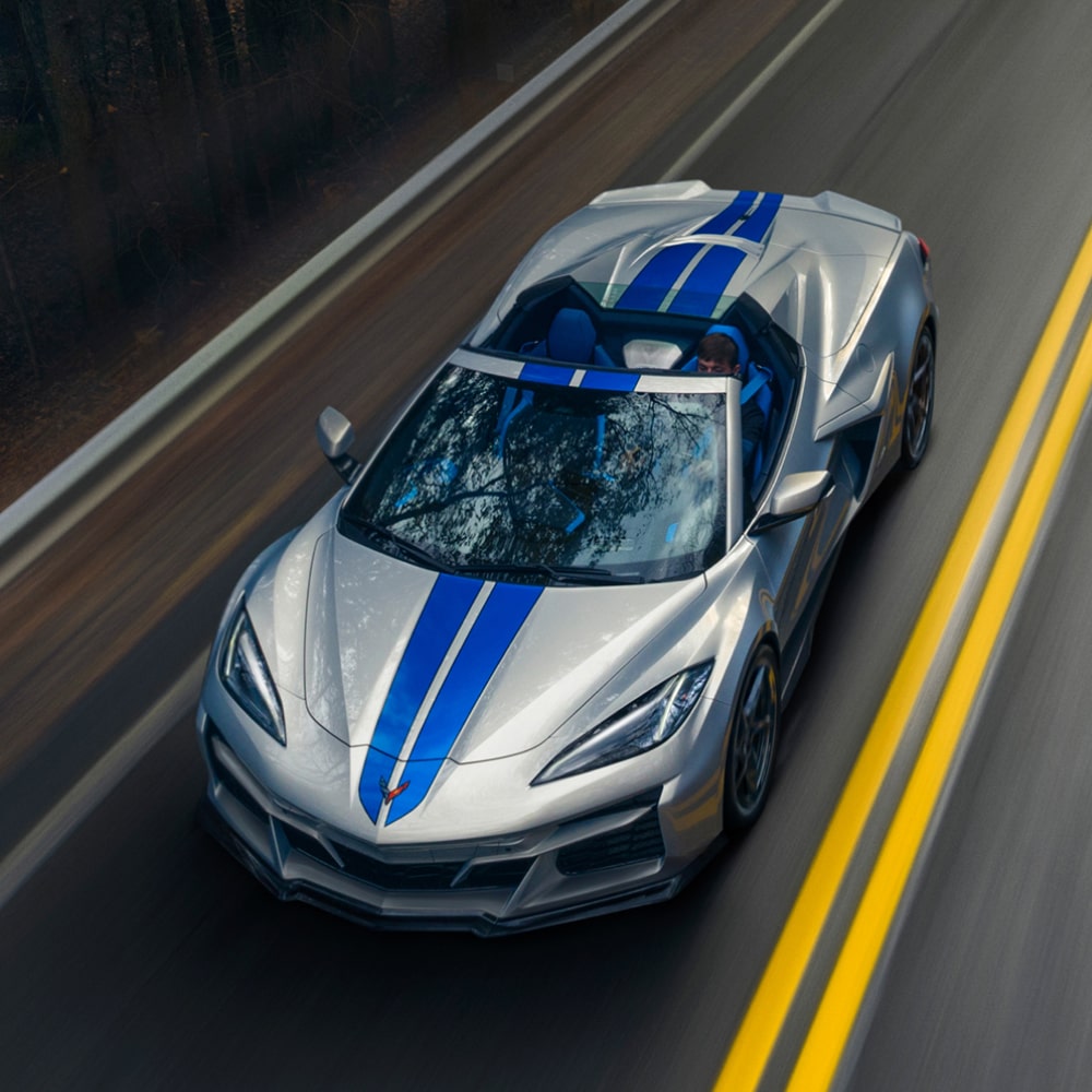 2024 Chevrolet Corvette E-Ray Aerial View Driving