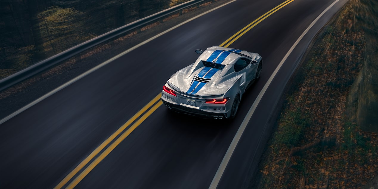 2024 Chevrolet Corvette E-Ray Driving On Nature Scenic Road