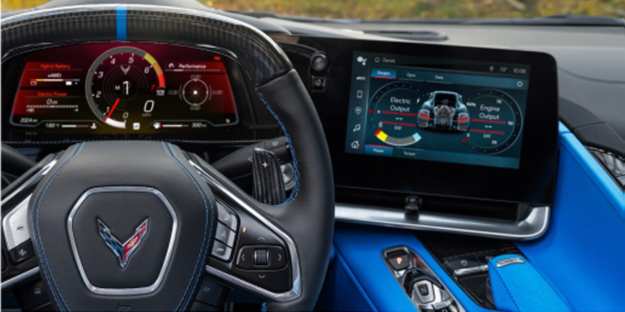 2024 Chevrolet Corvette E-Ray Interior Steering Wheel and Infotainment System Display