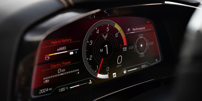 The Superior Technology of the Corvette E-Ray Displayed on the Instrument Cluster