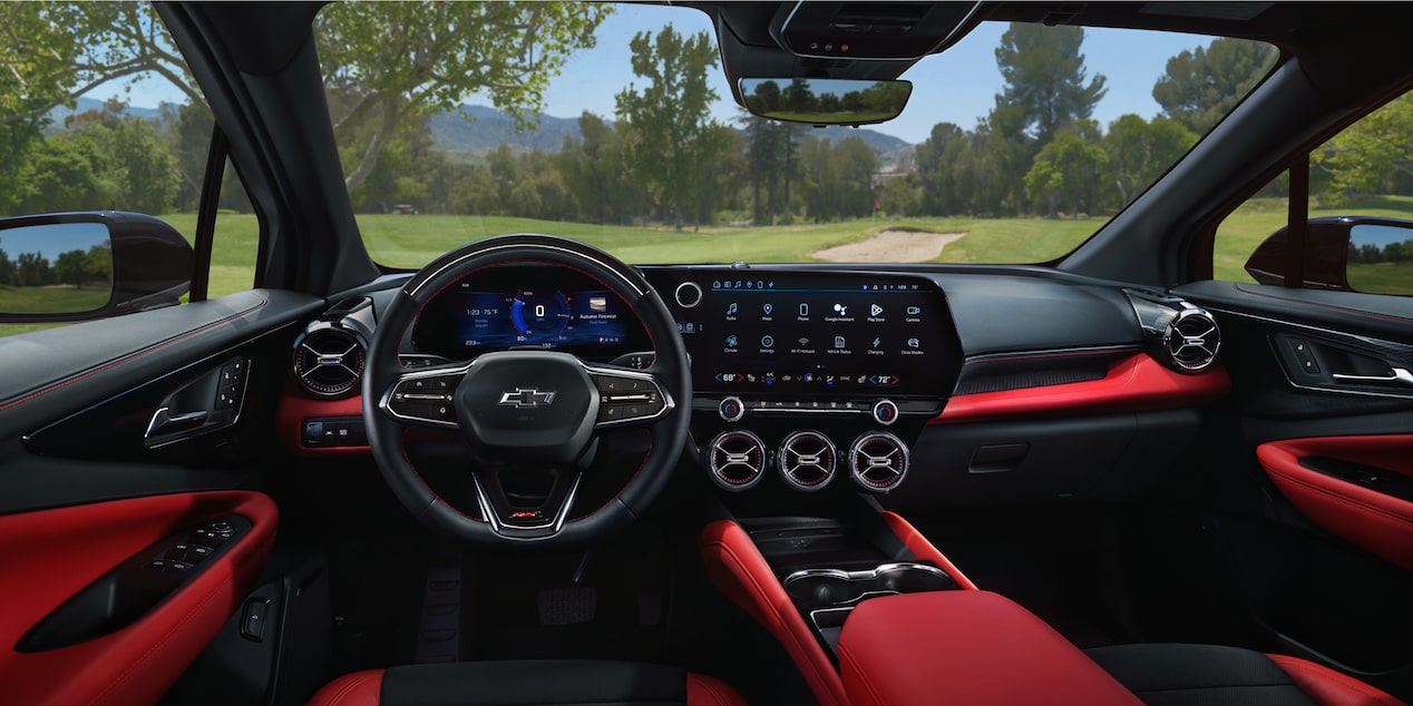 Interior Cabin on 2024 Blazer EV with Golf Course View Outside Windows