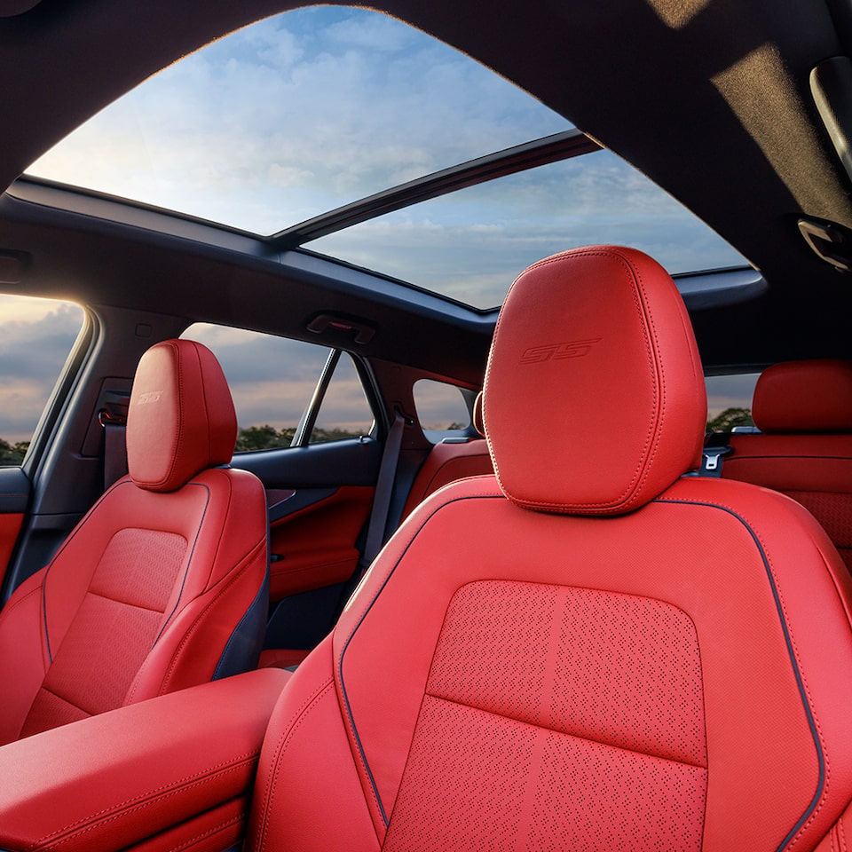 Gorgeous Red Leather Interior of the 2024 Chevy Blazer EV