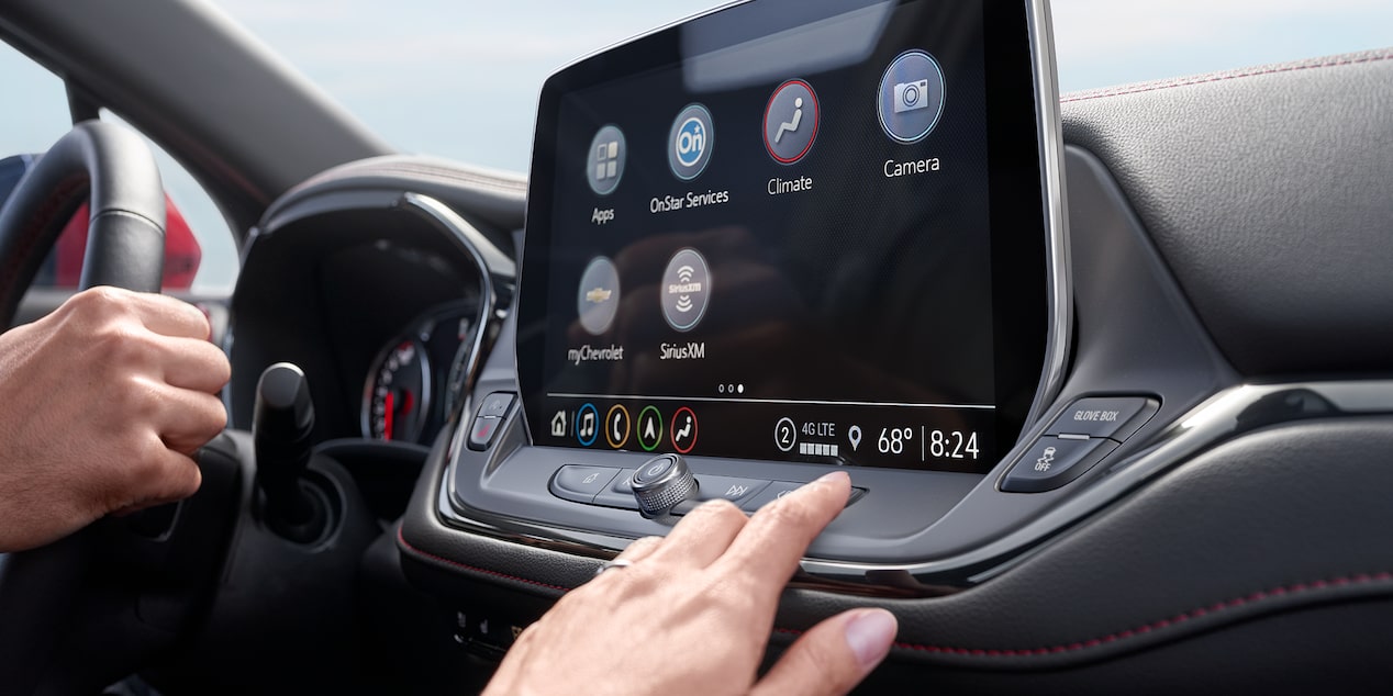 Person Using the Infotainment System in a Chevrolet Blazer SUV