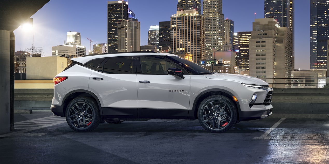 2024 Chevrolet Blazer Driving Through the City at Night