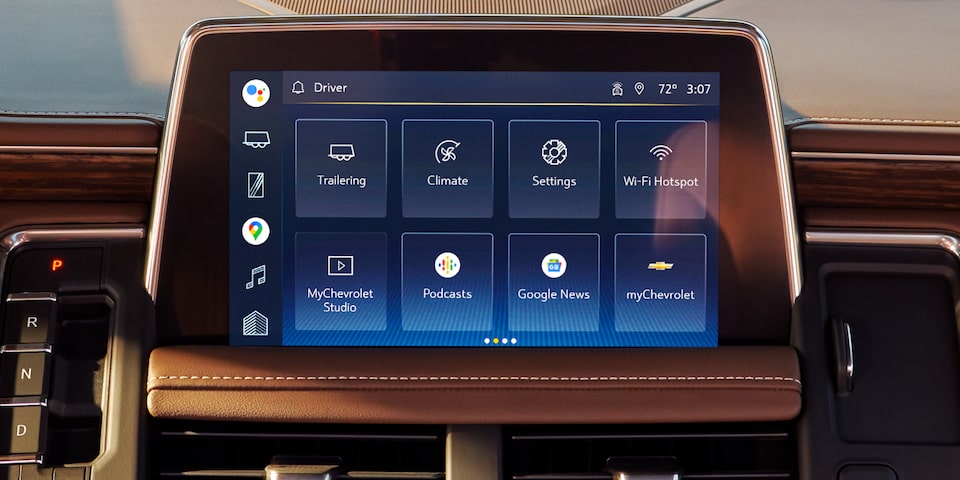 The 10.2" Infotainment System with Google Built-in of the MY24 Chevy Suburban