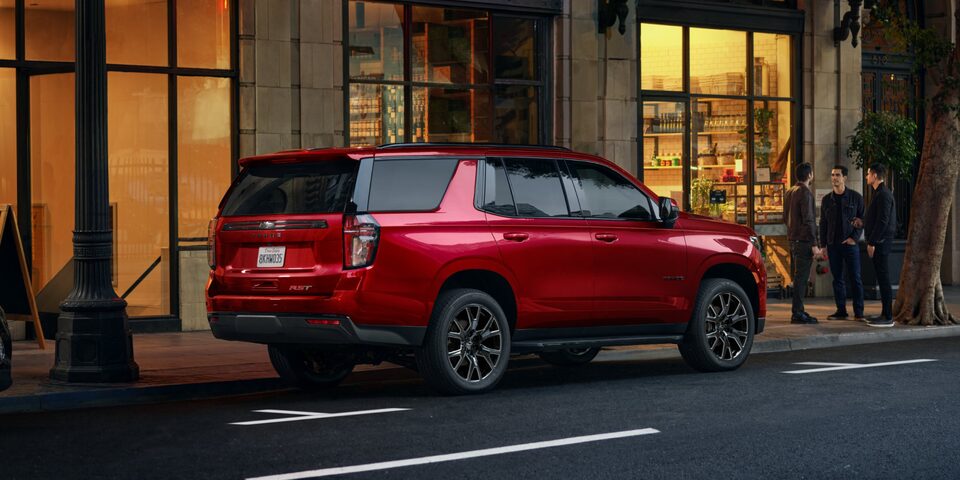 Rear View Of The 2024 Chevy Tahoe RST Performance Edition Parked on city street