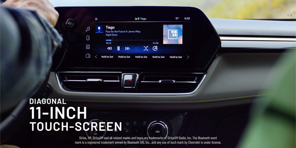 Close-up of the 11-Inch Diagonal Color Touch-Screen on the 2024 Chevy Trailblazer