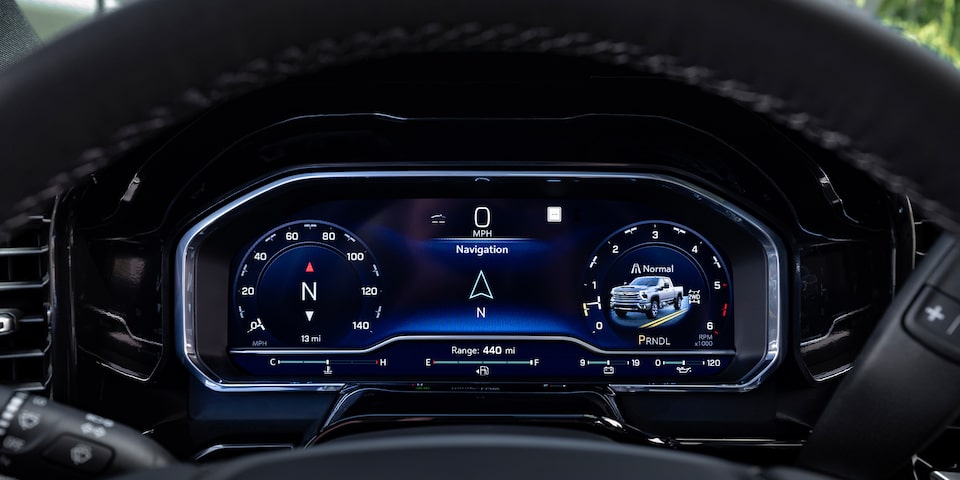 The Driver Assistive Instrument Cluster of the 2024 Silverado HD