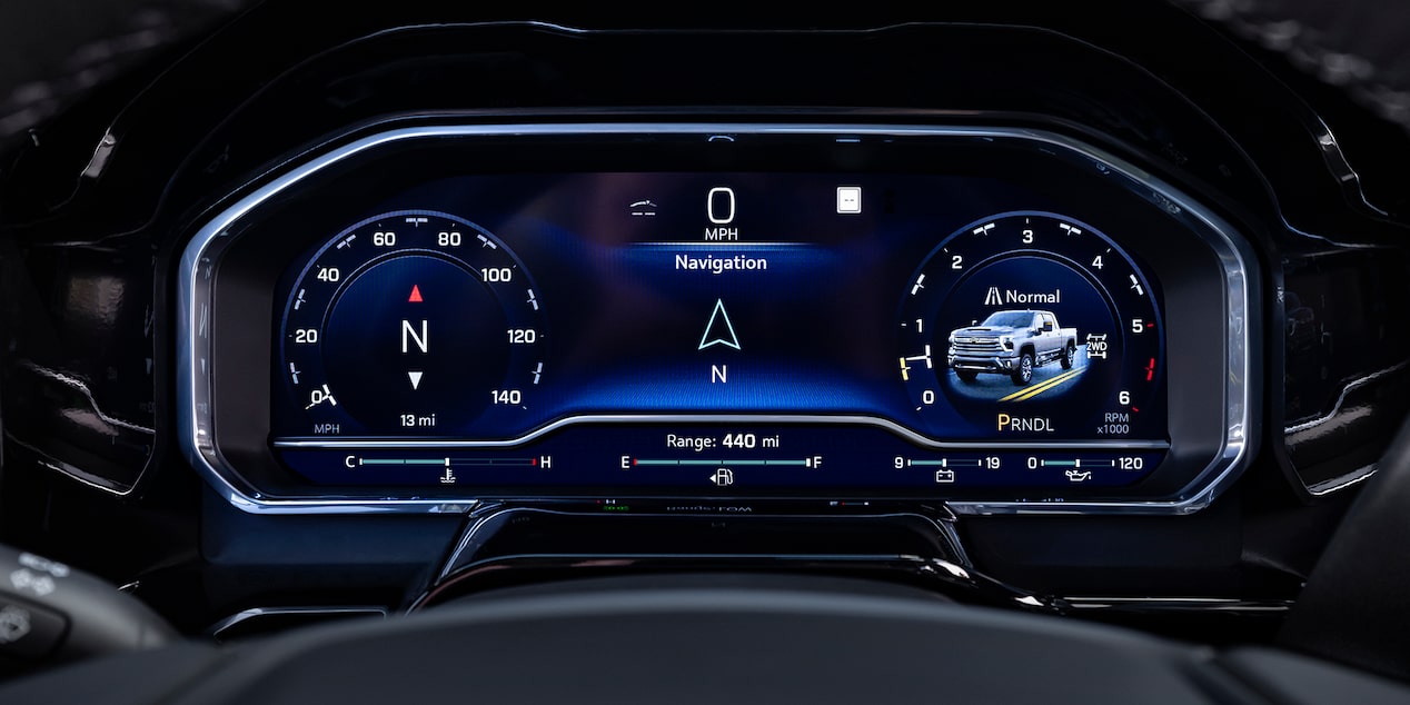 The Driver Assistive Instrument Cluster of the 2024 Silverado HD