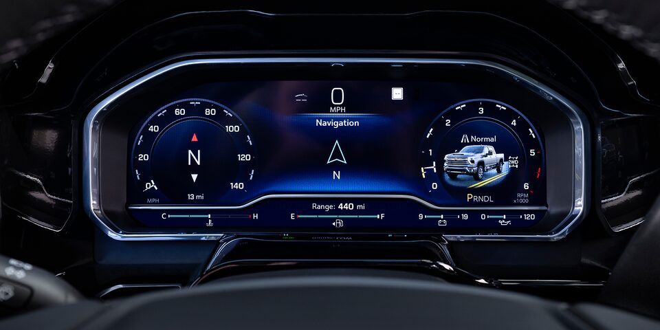 The Driver Assistive Instrument Cluster of the 2024 Silverado HD