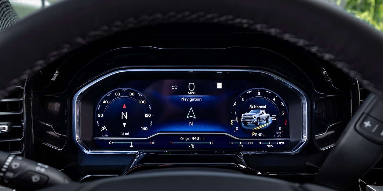 The Driver Assistive Instrument Cluster of the 2024 Silverado HD