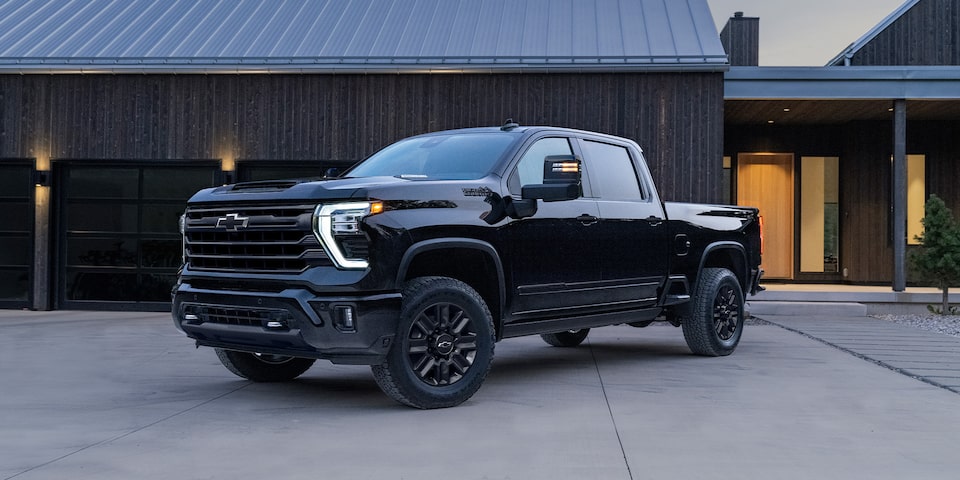 High Country Midnight Edition of the 2024 Silverado HD Parked in Driveway