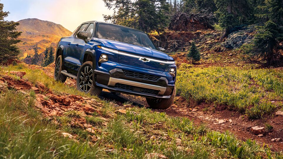 2024 Silverado EV Driving Down Hill