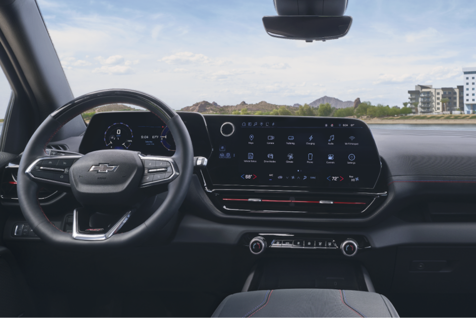 The Roomy Silverado EV Front Row Interior and Dashboard Display