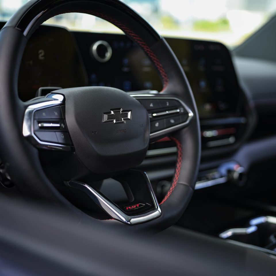 Close-Up Of The 2024 Silverado EV Interior Steering Wheel