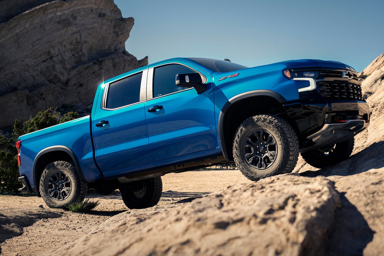 2024 Chevrolet Silverado 1500 Pickup Truck Driving Over Rough Terrain 