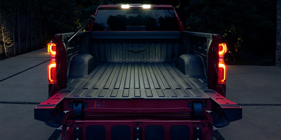 The Empty Durabed of the 2024 Chevy Silverado with the Multiflex Tailgate Down