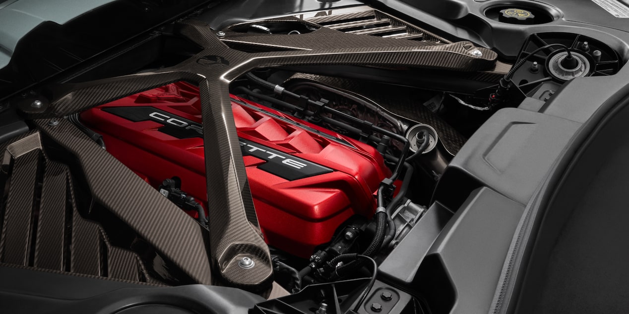 Chevy Corvette Z06 with Its Engine Hood Open and Exposed