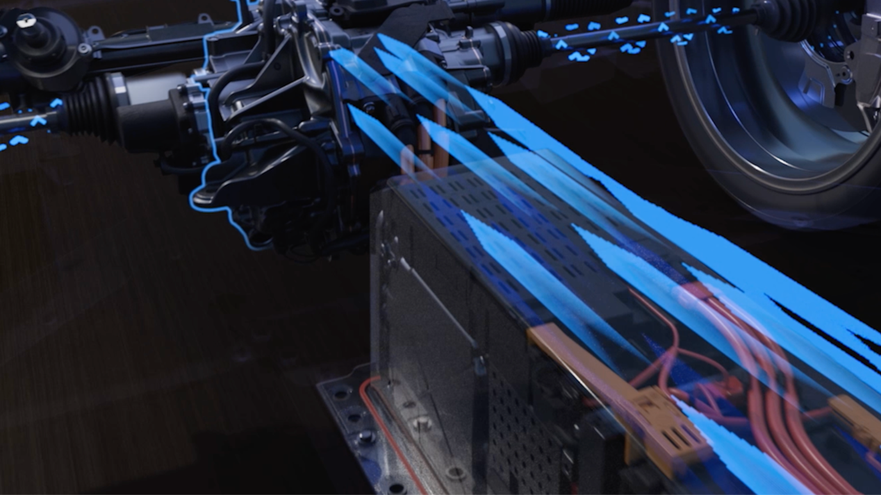Una imagen 3D de la mecánica en el interior de los rines de un Chevy Corvette E-Ray