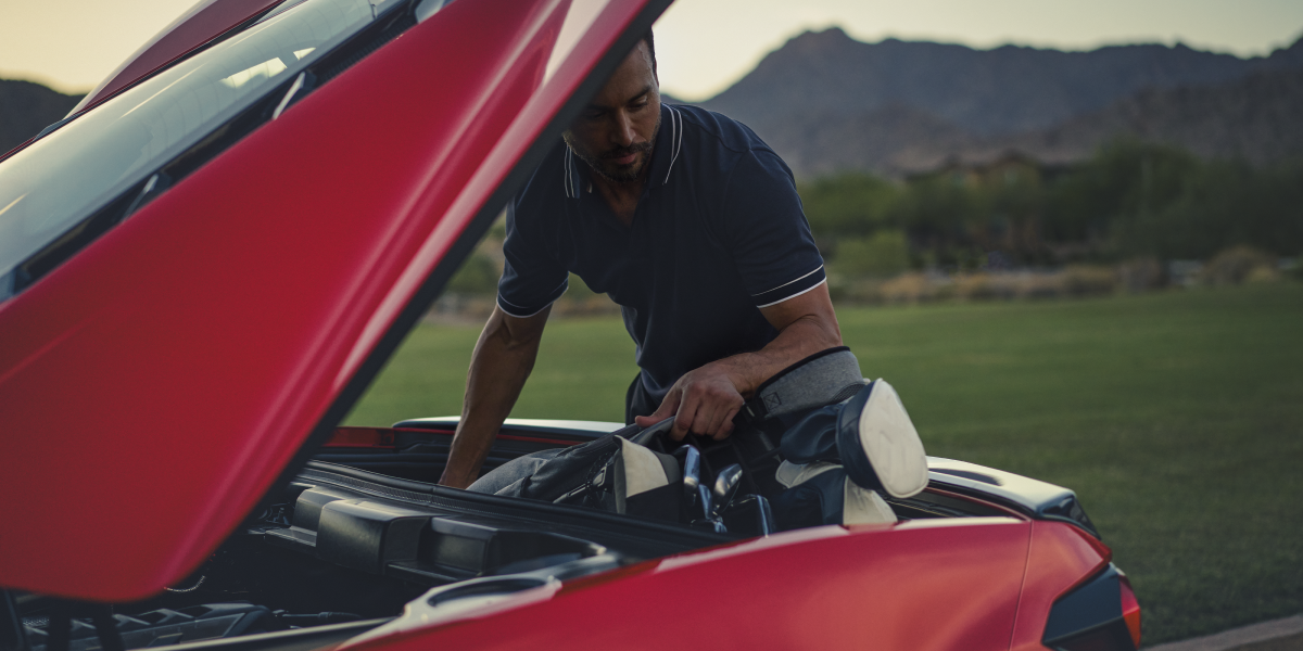 Man Looking Under the Hood of the 2025 Corvette Stingray