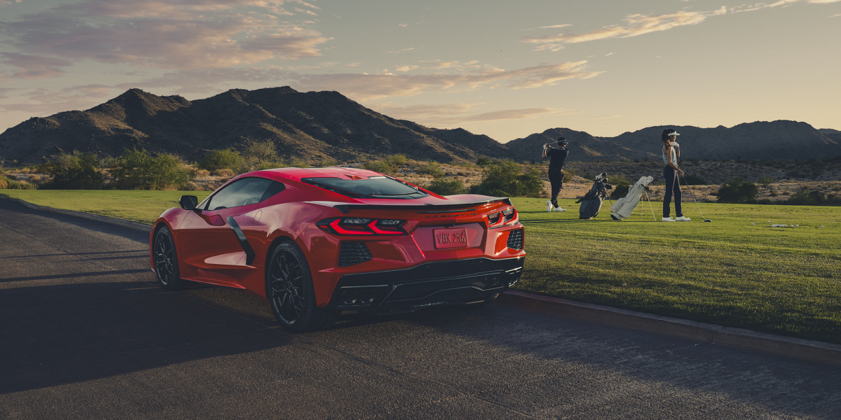 2025 Corvette Stingray Parked at a Golf Driving Range