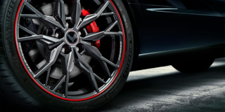 Close-up of the Tire for a Black Chevy Corvette Stingray 