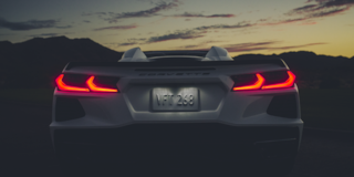 White Rear View 2025 of the Corvette Stingray