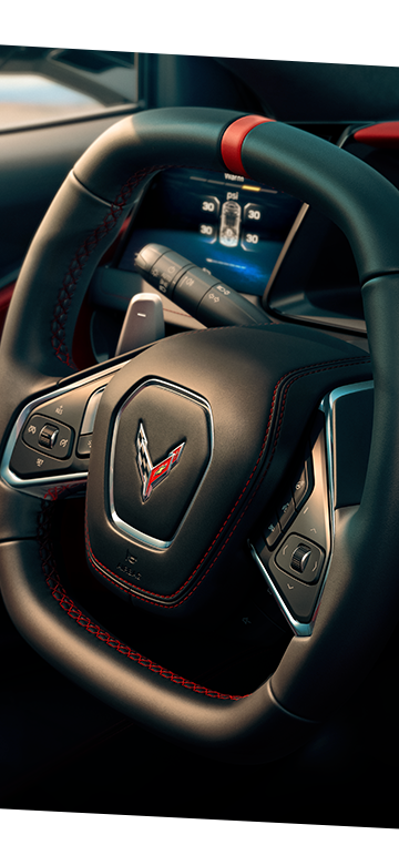 Logotipo de Corvette en asiento del Corvette Stingray 2025