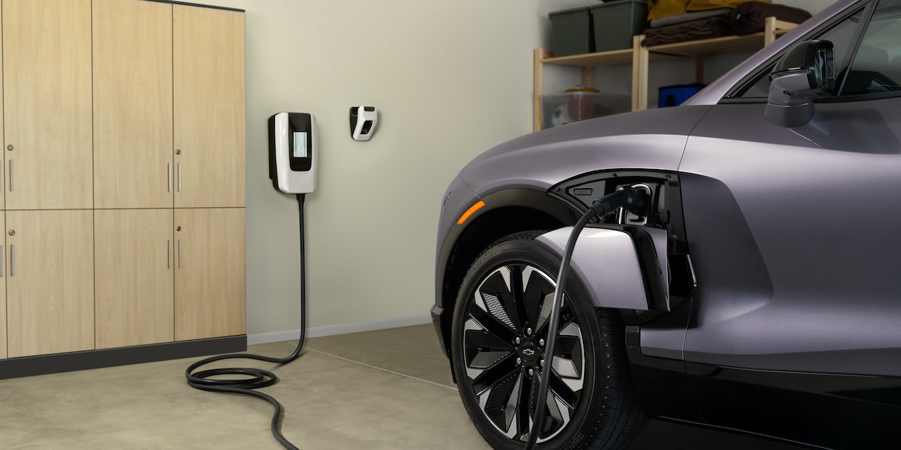 Front Side View of a 2025 Chevy Blazer EV Getting Charged