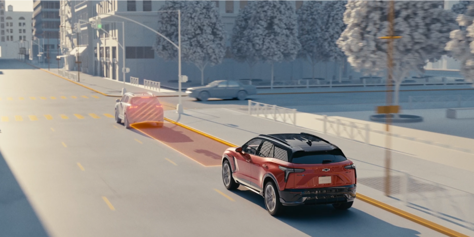 Chevy Blazer EV Forward Collision Alert and Emergency Braking Infographic
