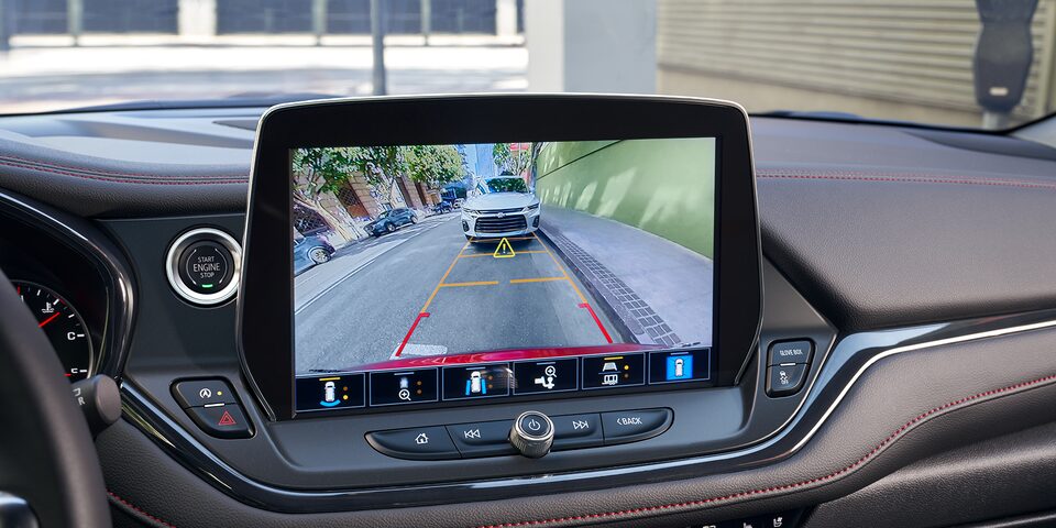 The Front Display of a Chevy Blazer Showing the Rear Camera View in Its Display