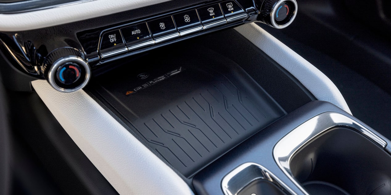Close-up of the Space Between the Dashboard and Gear Shift of a Chevy Equinox EV