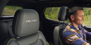 Activ Badging on Headrest Inside the 2025 Chevy Trailblazer