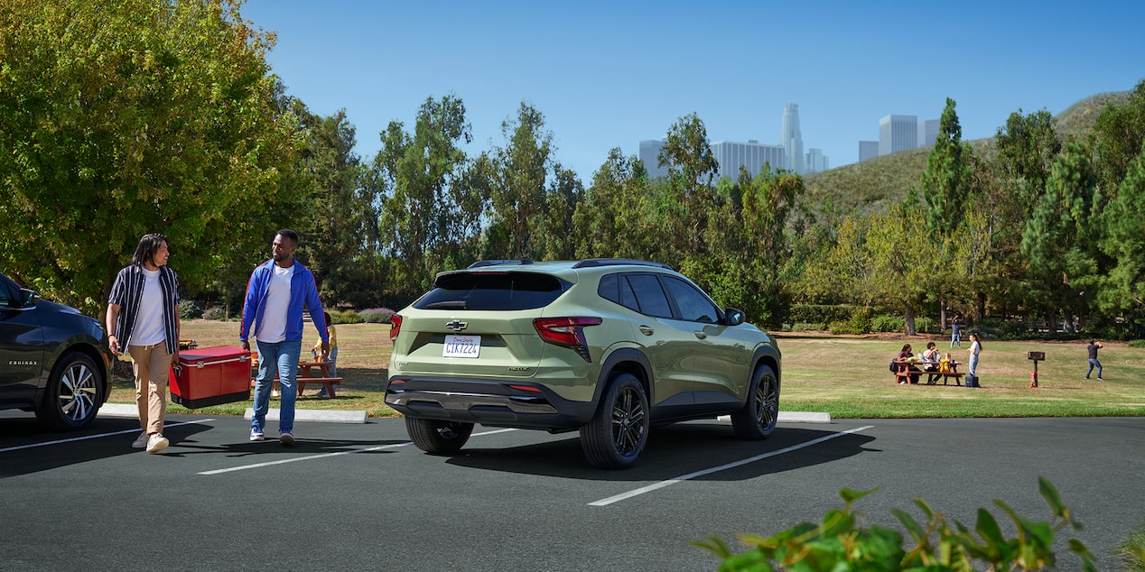 2025 Chevy Trax Parked in a Parking Spot Near a Park