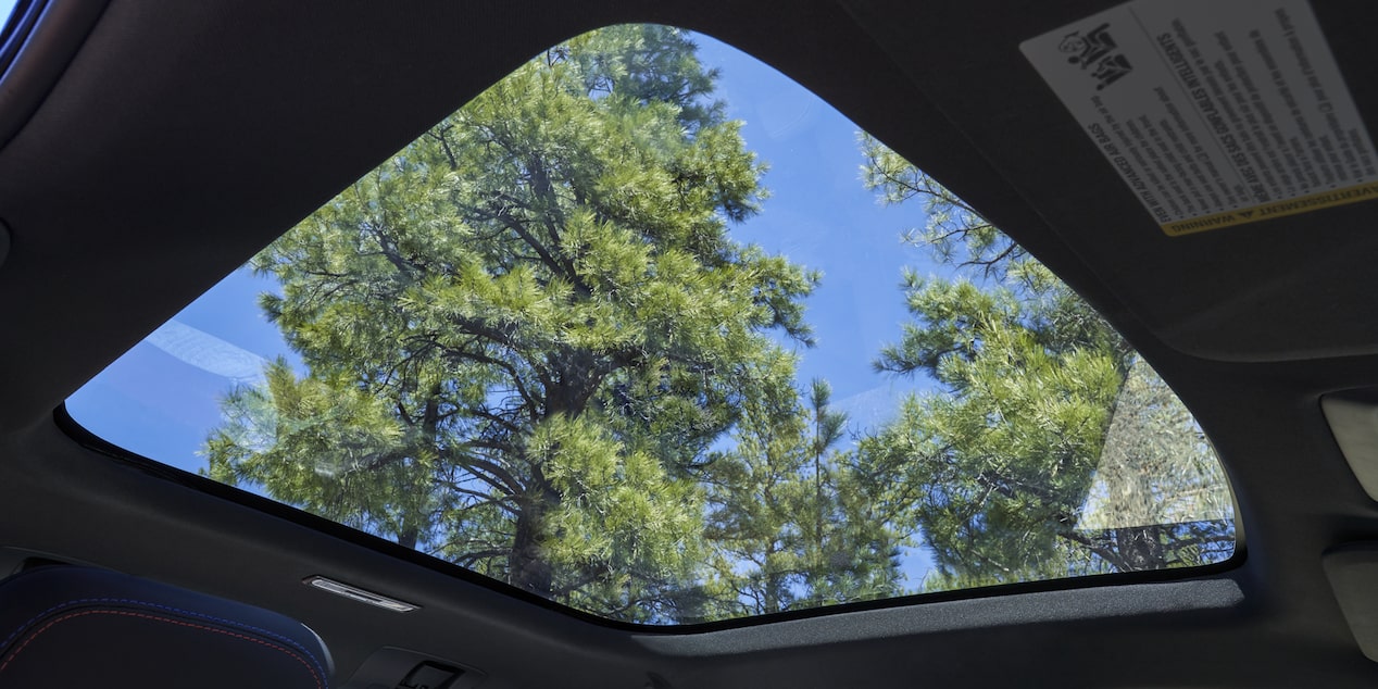 Close-up view of the glass ceiling from the interior of 2025 Chevy Silverado EV