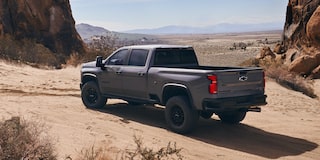 Rear Three Quarter View of a Chevy Silverado HD in a Desert