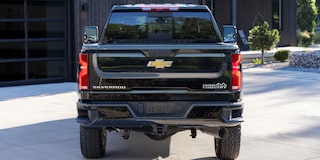 Rear View of a 2025 Black Chevy Silverado HD