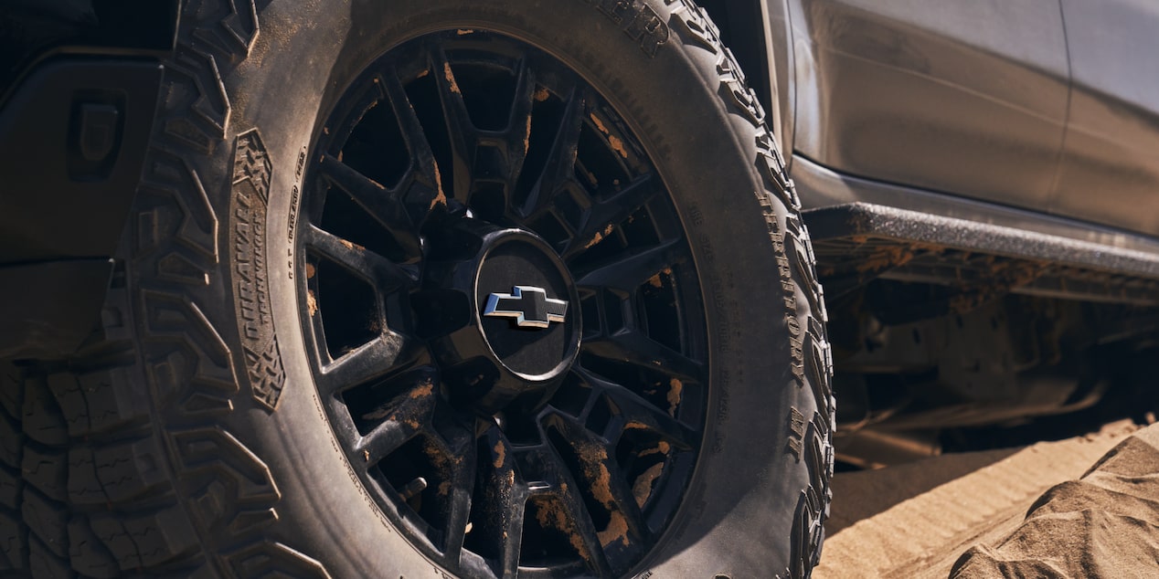 Close-up of a Dusty Tire of a 2025 Chevy Silverado HD
