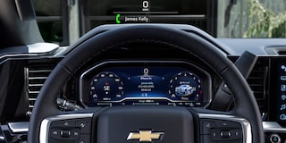 Close-up of the Steering Wheel of a 2025 Chevy Silverado HD
